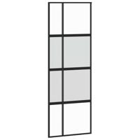 Schuifdeur met beslag 76x205 cm gehard glas en aluminium - thumbnail