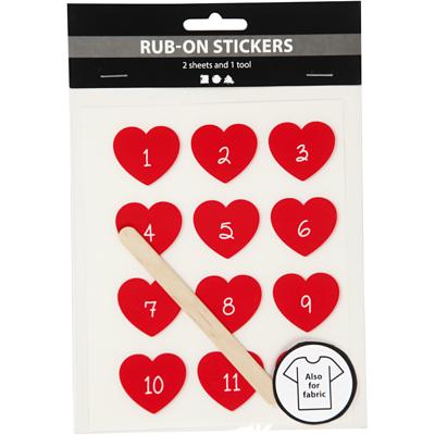 Creativ Company Rub-on stickers, advent cijfers, h: 32 mm, b: 28 mm, vel 12,2x15,3 cm, rood, 1 doos
