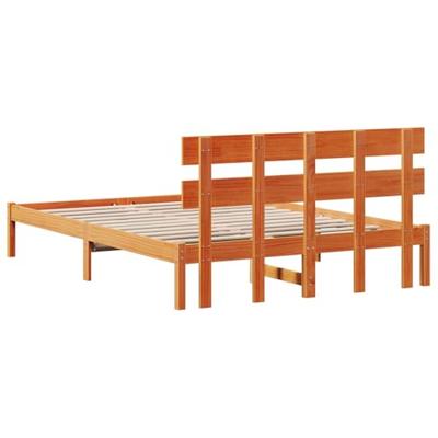 Bedframe met hoofdeinde Bruin 140 x 200 cm Massief grenenhout Bedframe met hoofdeinde Bruin 140 x 200 cm Massief grenenhout