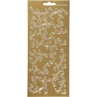 Creativ Company Stickers, swirl, vel 10x23 cm, goud, 1 vel - thumbnail