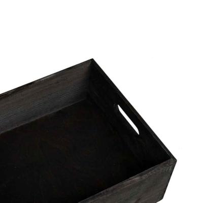 Houten kist met handvatten 40x30x13 cm massief grenenhout zwart