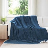 VidaXL Gooi deken marineblauw 220 x 240 cm fleece - thumbnail