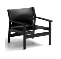 Kave Home Jan fauteuil leder Zwart essenhout - thumbnail