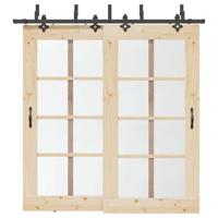 Doos met onderdelen voor schuifdeur 213,5 cm staal zwart - thumbnail