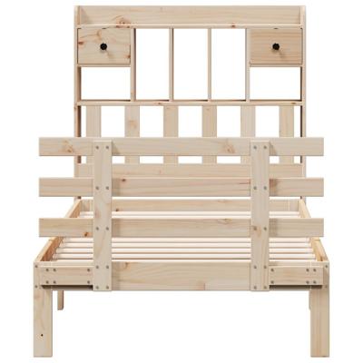 Bed met boekenkast zonder matras massief grenenhout 90x200 cm