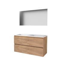 Basic-Line Ultimate 46 Badkamermeubelset - 120 x 46 cm - Greeploos - 2 Lades - Acryl Wastafel - 2 Kraangaten - Spiegel met Indirecte LED Verlichting - Whisky Oak - thumbnail
