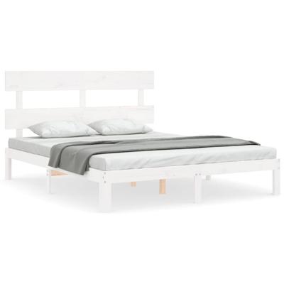 Bedframe zonder matras massief grenenhout wit 160x200 cm Bedframe zonder matras massief grenenhout wit 160x200 cm