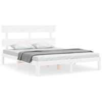 Bedframe zonder matras massief grenenhout wit 160x200 cm - thumbnail