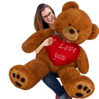 Zachte Teddybeer XXL Bruin incl. Hartkussen - thumbnail
