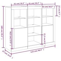 Dressoirs met LED-verlichting 3 st bewerkt hout zwart - thumbnail
