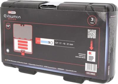 KS Tools 515.0865 Aluminium velgen krachtdopset, extra lang, 3-delig, 1/2, 17, 19, 21 mm