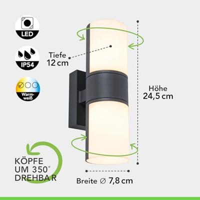 Up en down LED gevelverlichting donkergrijs &apos;Lutec Cyra&apos; 25 cm - thumbnail