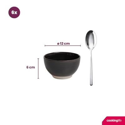 Cookinglife Kleine kommen Delice Grijs ø 12 cm - 6 stuks