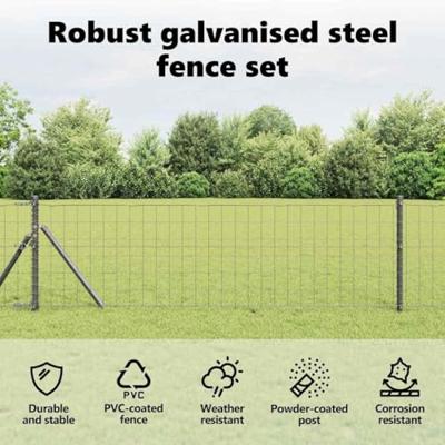 VidaXL Hek met paal grijs 0,6 x 10 m staal en pvc VidaXL Hek met paal grijs 0,6 x 10 m staal en pvc