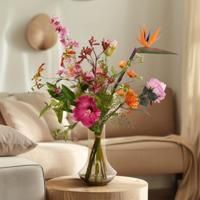 Handgebonden Kunstboeket Fleur Paris - Oranje/Roze - thumbnail