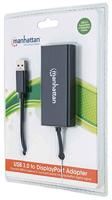 Manhattan USB 3.0 / DisplayPort Adapter [1x USB 3.0 stekker A - 1x DisplayPort bus] Zwart Kleurcodering, Flexibel, Folie afscherming, UL gecertificeerd, - thumbnail