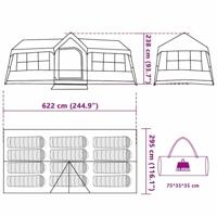 Gezinstent Blauw en Grijs 622 x 295 x 238 cm Polyester en staal - thumbnail