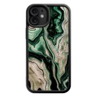 iPhone 11 zwarte case - Green waves - thumbnail