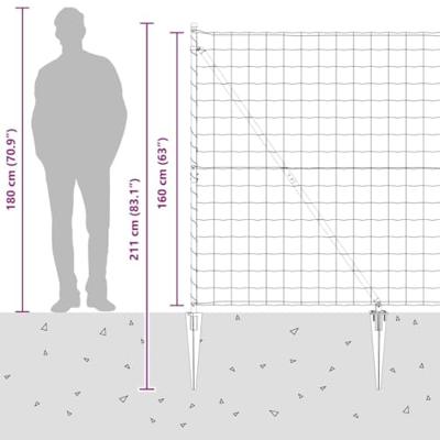 VidaXL Hek met paal grijs 1,6 x 10 m staal en pvc