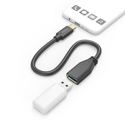 Hama usb-adapterkabel otg usb-c-stekker - usb-a-aansluiting 15 cm zwart Hama usb-adapterkabel otg usb-c-stekker - usb-a-aansluiting 15 cm zwart