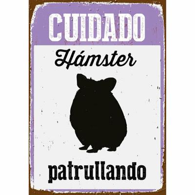 Plaat Magnet & Steel Cuidado Hámster Patrullando 14,8 x 21 cm
