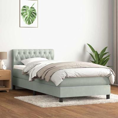 Boxspring met matras fluweel lichtgrijs 90x210 cm