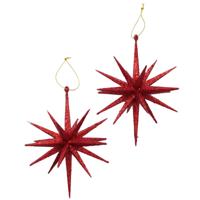 Boltze Home Kersthanger ster glitter 2 stuks rood - thumbnail