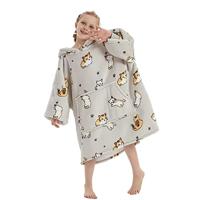 Draagbare deken met capuchon & mouwen - kind - katjes - thumbnail