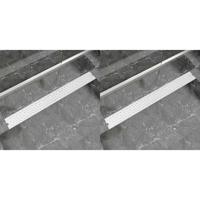 Doucheafvoer 2 st rechthoekig bubbel 1030x140mm roestvrij staal - thumbnail