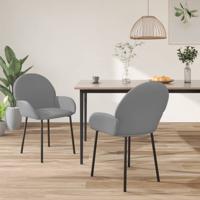 Eetkamerstoelen 2 st kunstleer grijs - thumbnail