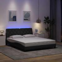 Bedframe met LED zonder matras 160x200 cm stof donkergrijs - thumbnail
