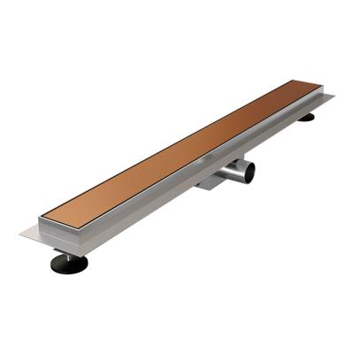 Brauer Douchegoot - 70x7.5cm - vloerflens - tegelinlegrooster omkeerbaar - RVS - geborsteld koper DR-MRF70GK