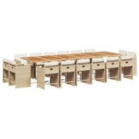 17-delige Tuinset met kussens poly rattan beige - thumbnail