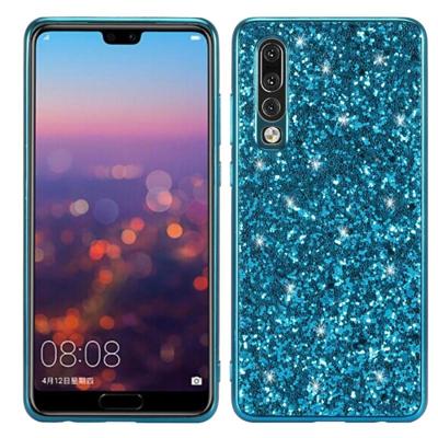 Glitter poeder schokbestendig TPU Case voor Huawei P30 (blauw) Glitter poeder schokbestendig TPU Case voor Huawei P30 (blauw)