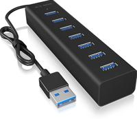 ICY BOX IB-HUB1700-U3 USB 3.0 zu 7-Port USB 3.0 Type-A Hub, Alu-Gehäuse, Netzteil 5V/3A USB 3.2 Gen 1-hub 7 poorten Zwart - thumbnail