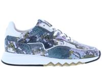 Floris van Bommel Nineti leren sneakers met slangenprint blauw - thumbnail