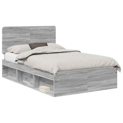 Bedframe Grijs Sonoma 120 x 190 cm Massief grenenhout
