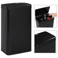 vidaXL Prullenbak met automatische sensor 70 L staal zwart - thumbnail