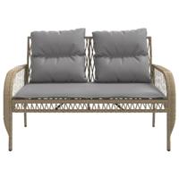 4-delige Loungeset met kussens poly rattan beige - thumbnail