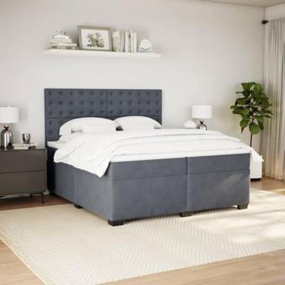 Boxspring met matras fluweel donkergrijs 200x200 cm