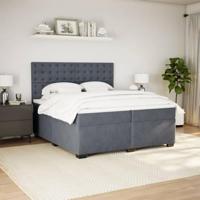 Boxspring met matras fluweel donkergrijs 200x200 cm - thumbnail