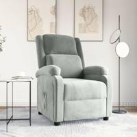 Fauteuil verstelbaar fluweel lichtgrijs - thumbnail