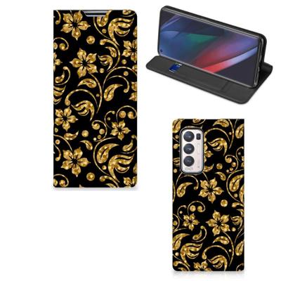 OPPO Find X3 Neo Smart Cover Gouden Bloemen OPPO Find X3 Neo Smart Cover Gouden Bloemen