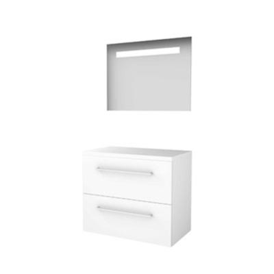 Basic-Line Economic 46 Badkamermeubelset - 80 x 46 cm - Met Grepen - 2 Lades - Wastafelblad - Spiegel met LED Verlichting - Ice White