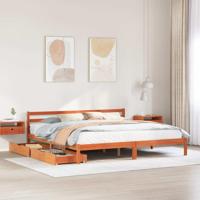 Bedframe zonder matras massief grenenhout wasbruin 180x200 cm - thumbnail