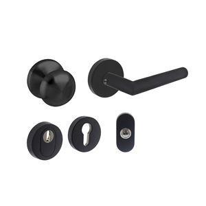 Intersteel voordeurset veiligheidsbeslag 4-delig SKG3*** rond - mat zwart