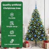 Kunstkerstboom met scharnier 150 LEDs Groen 150 cm PVC en PE - thumbnail