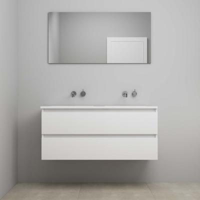 On-Line Badkamermeubelset - 120 cm - Voorgemonteerd - Acryl Wastafel - Kraangat naar Keuze - Spiegel - Hoogglans Wit