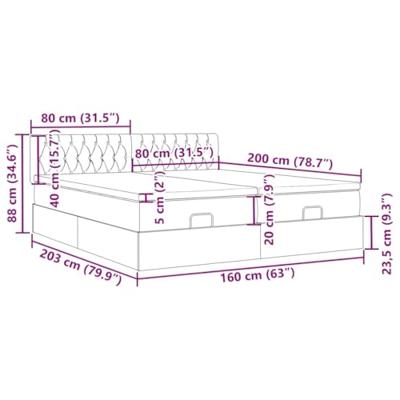 Ottoman bed met matrassen 160x200cm fluweel zwart