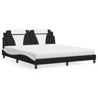 Bed met matras kunstleer zwart en wit 180x200 cm - thumbnail